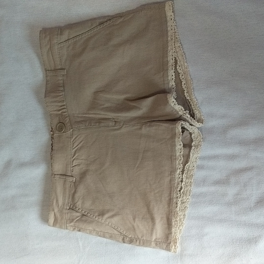 Tan shorts with lace